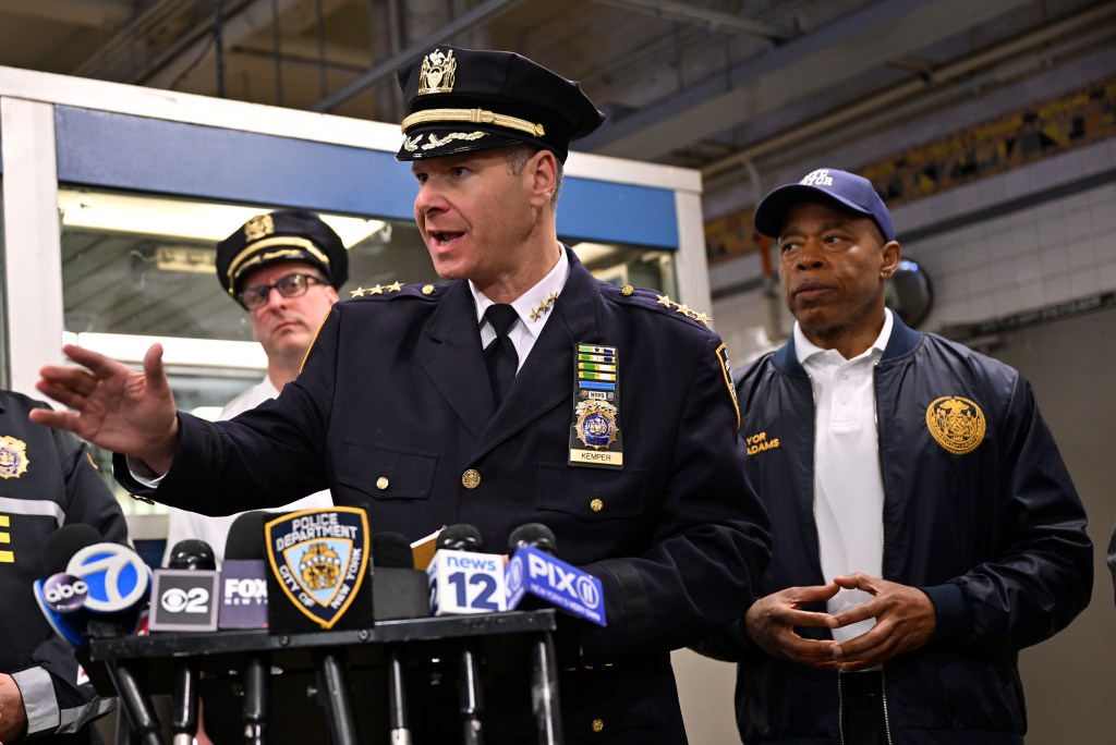 NYPD Chief of Transit Mike Kemper speaking at a press conference on the incident.