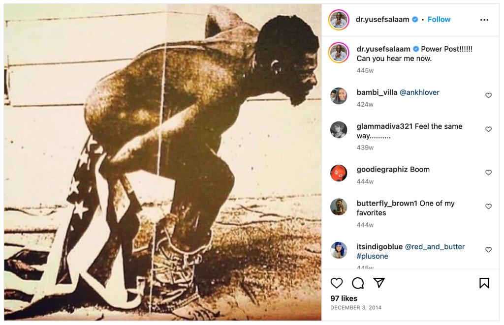 Yusef Salaam has posted inflammatory anti-American imagery to Instagram — including this image of a man defecating on the American flag. 
