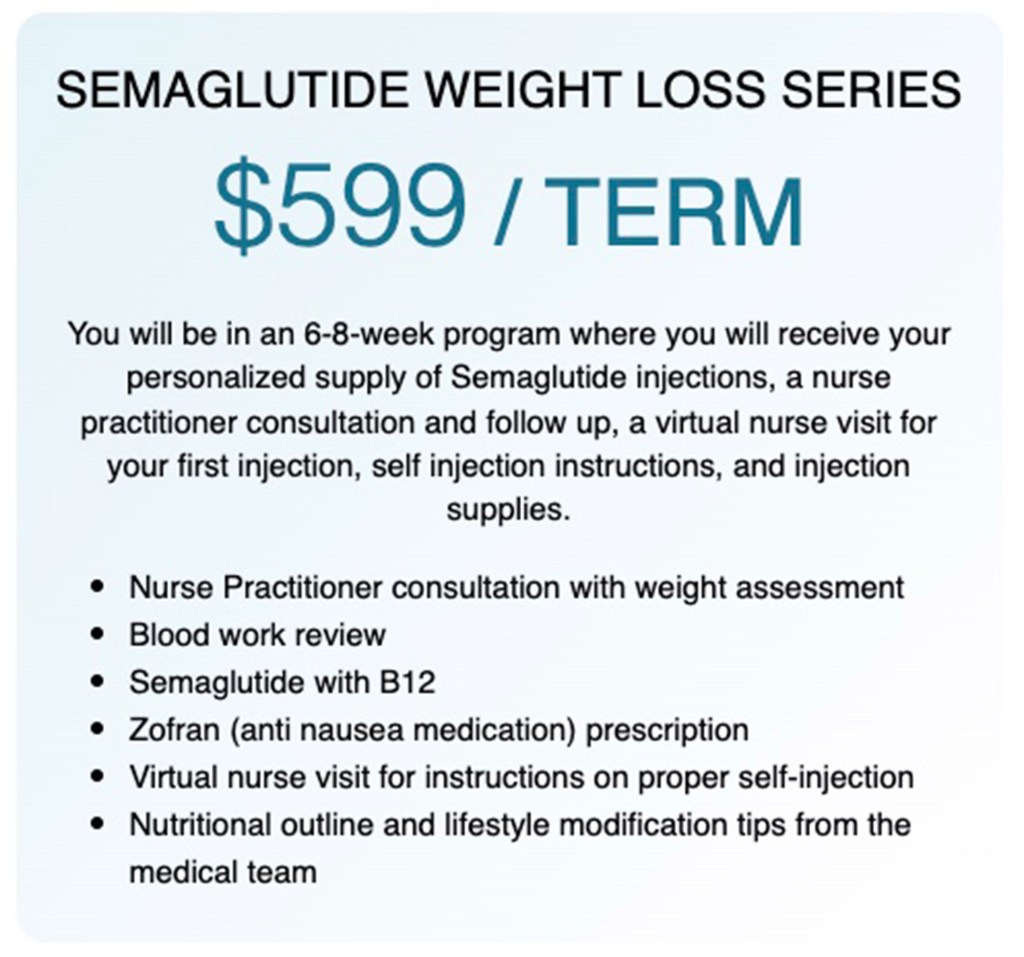IV Drips offers a weight loss program for $599 a month that comes with lifestyle monitoring and a compound of semaglutide and B12. 