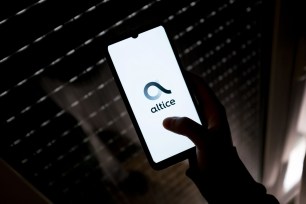 Altice logo seen on a smart phone