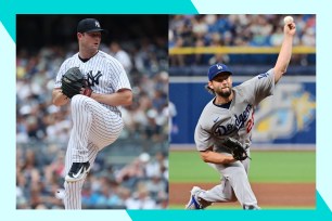 The New York Yankees' Gerrit Cole (L) and the Los Angeles Dodgers' Clayton Kershaw will both pitch at the 2023 MLB All Star Game at Seattle's T-Mobile Park.