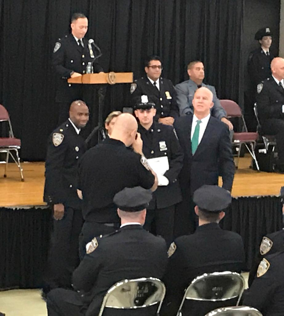 Officer Salvatore Provenzano during an awards ceremony. 