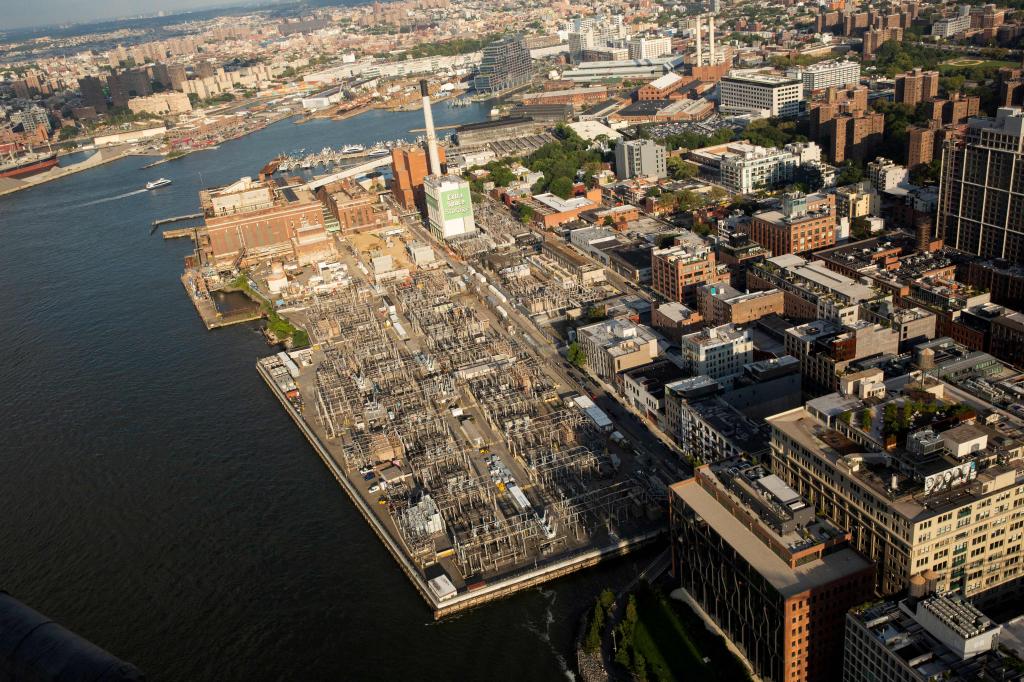 A aerial view of Con Edison Farragut Substation is seen in Brooklyn, New York on August 5, 2021. 