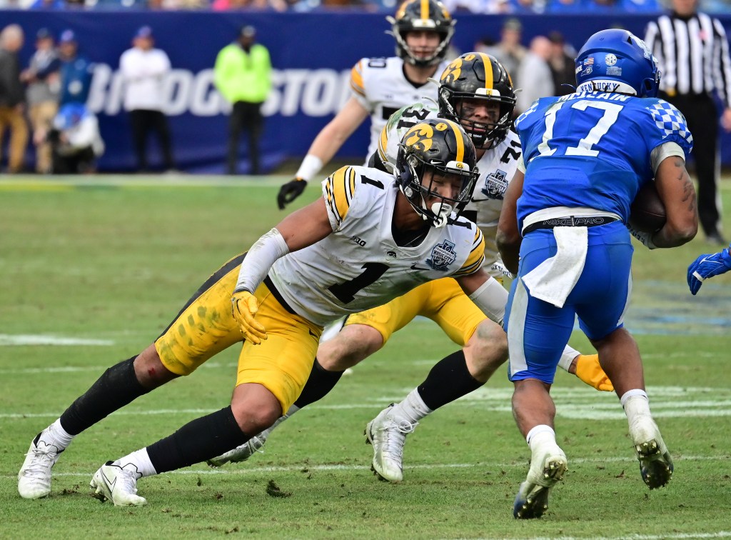 Iowa defensive back Xavier Nwankpa