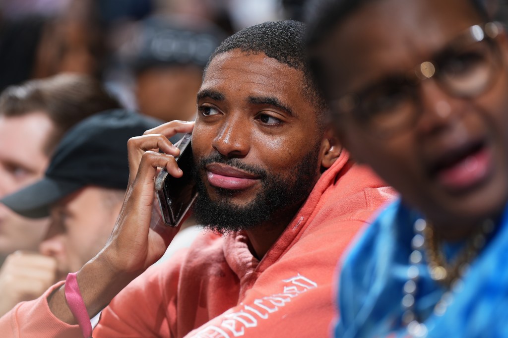 Mikal Bridges attends the WNBA game between the Phoenix Mercury and the New York Liberty