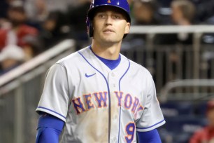 Brandon Nimmo did not play in the Mets' 4-0 loss to the Royals because of tightness in his left quadriceps.