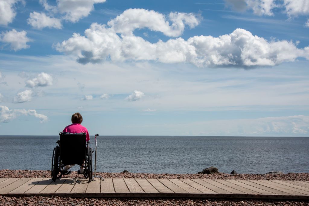 woman alone in a wheelchair