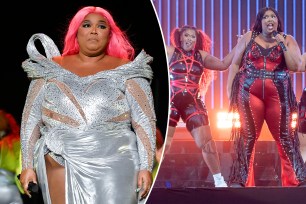Lizzo alone and with dancers.