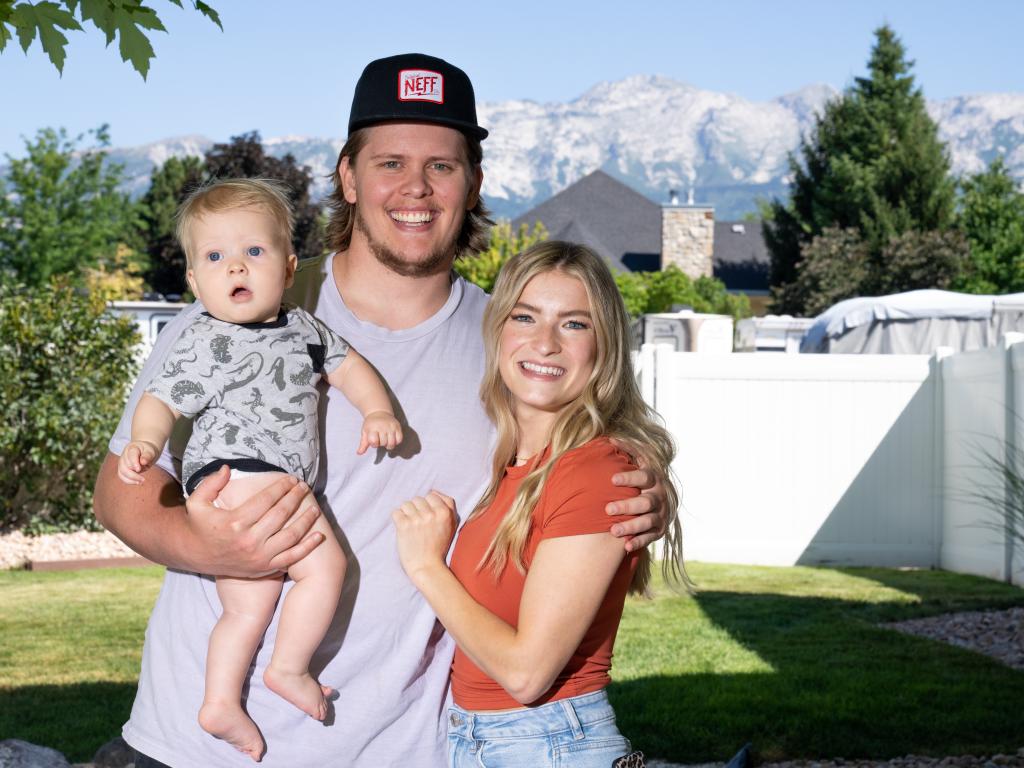 Logan Visser with son Mick and wife Sierra