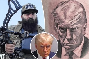 The man got a tattoo of Donald Trump's mugshot on his thigh.