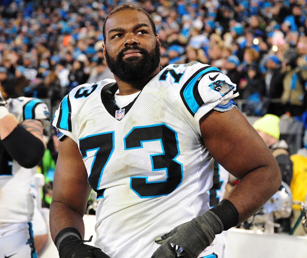 Michael Oher as a member of the Carolina Panthers in January 2016.