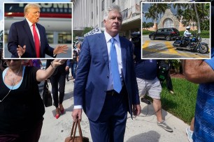 Evan Corcoran (center), Donald Trump's former lead attorney in the classified documents case, stressed to his client that he had to comply with a DOJ subpoena -- or face the prospect of having FBI agents search Mar-a-Lago.