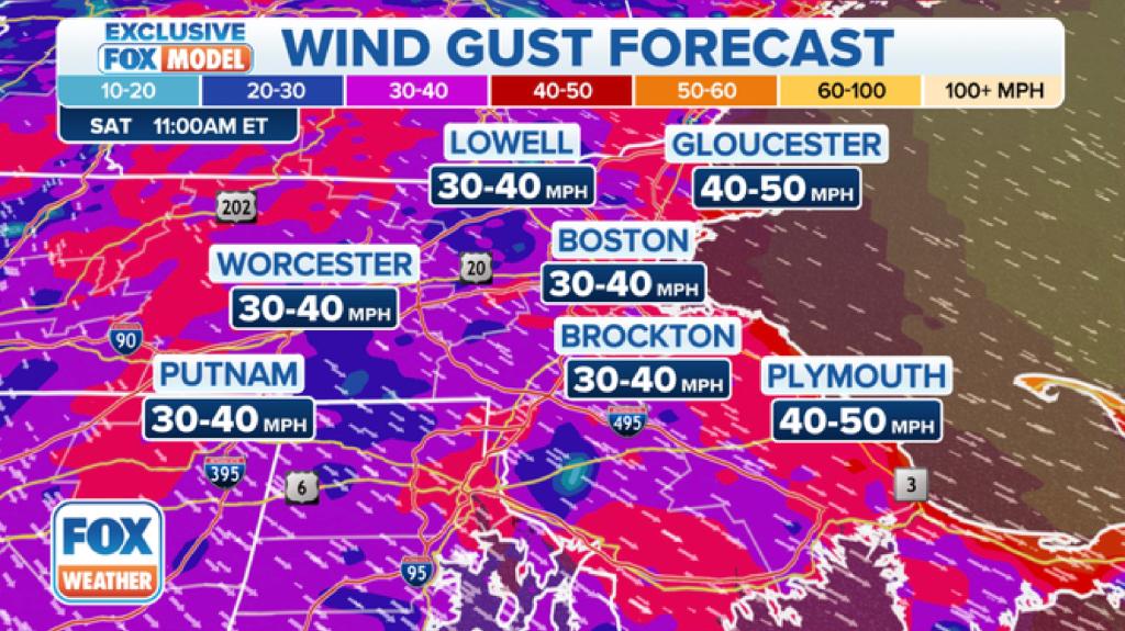 Strong wind gusts are also expected across Cape Cod from Barnstable to Provincetown.
