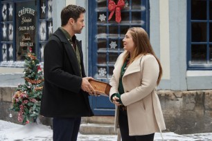 Brant Daugherty and Jaicy Elliot in the new Hallmark Christmas movie, "Joyeux Noel."