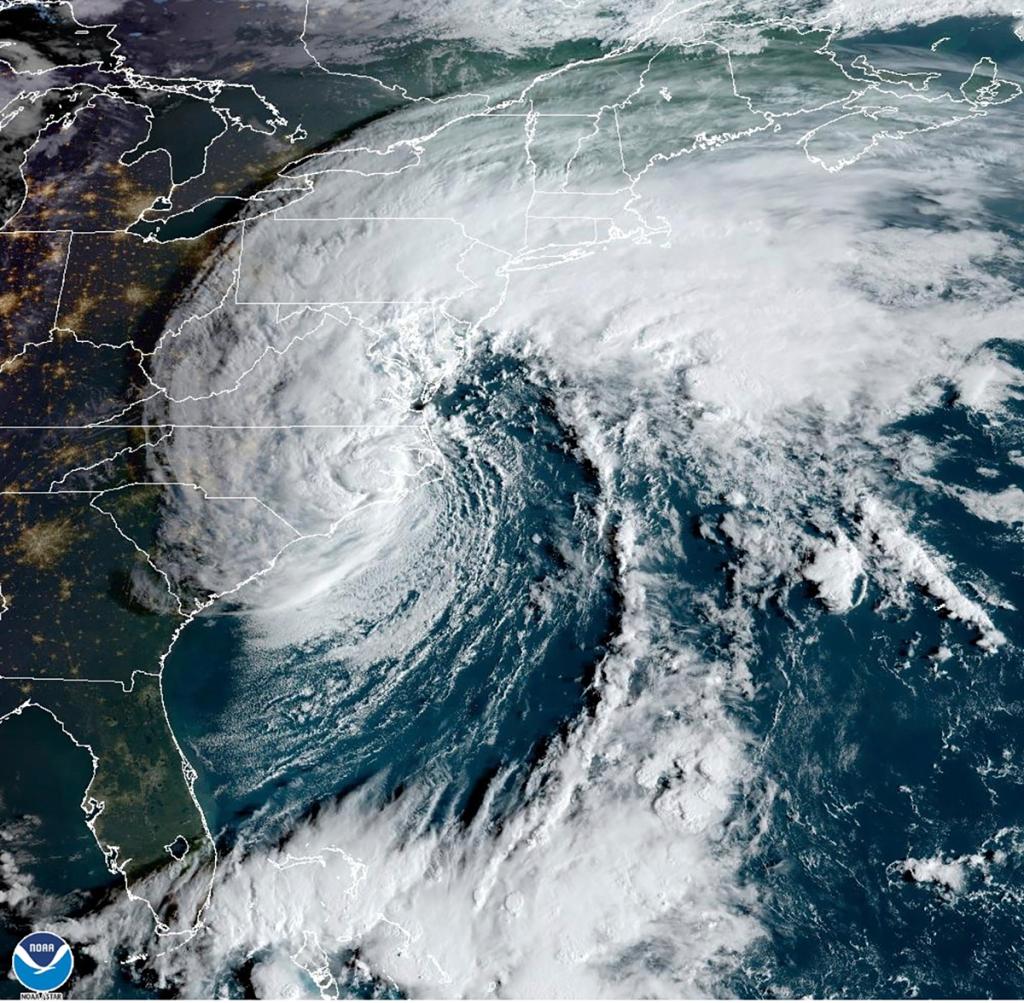 Tropical storm satellite view.