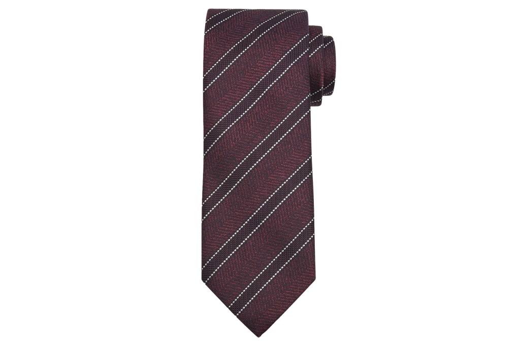 Dark red and gray striped men's tie.