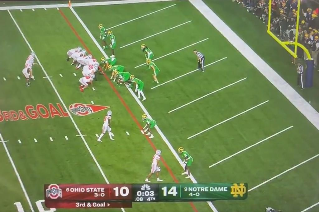 Notre Dame only had 10 players on the field for Ohio State's game-winning touchdown Saturday.
