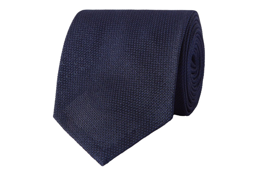Navy blue knit silk men's tie.