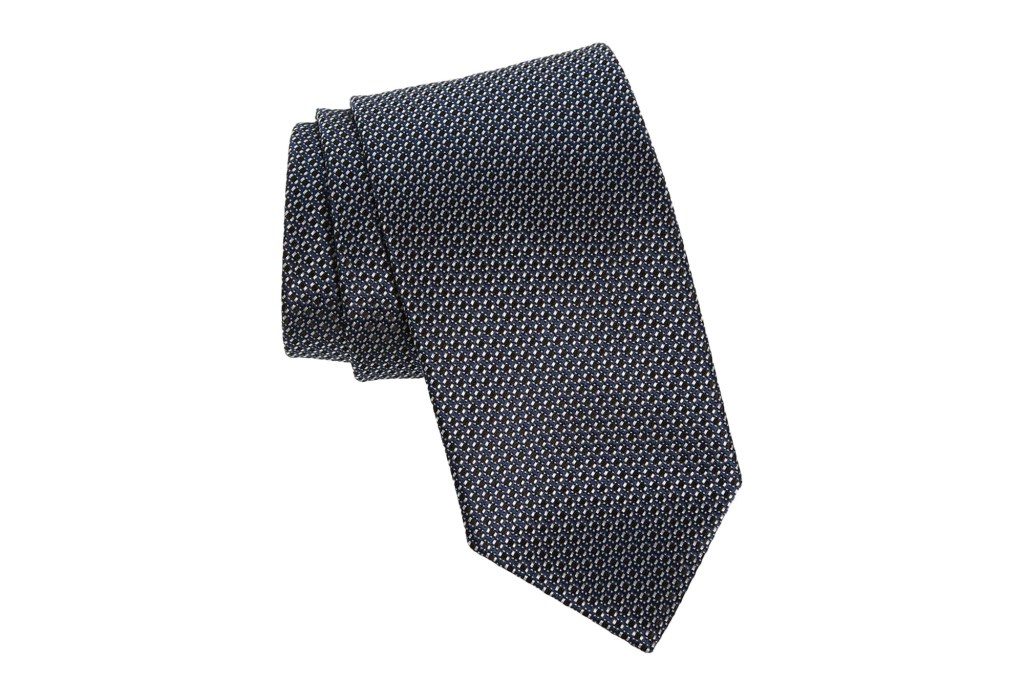 Geometric pattern dark navy men's tie.