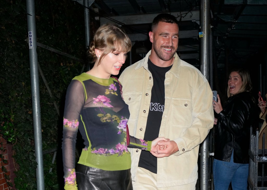Taylor Swift and Travis Kelce were spotted holding hands while exiting The Waverly Inn in New York City.