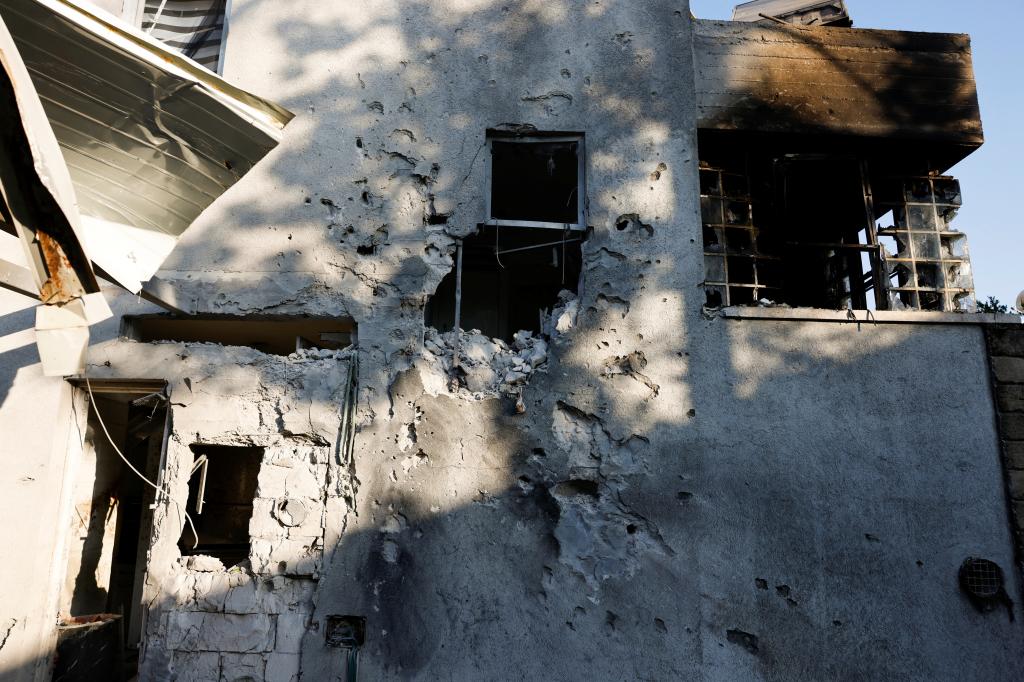 A view of a damaged building after rockets were launched from the Gaza Strip, in Ashkelon, Israel October 7, 2023.