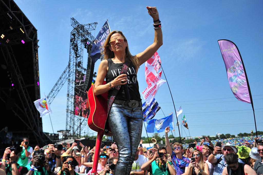 Sheryl Crow performing at Glastonbury FZestival