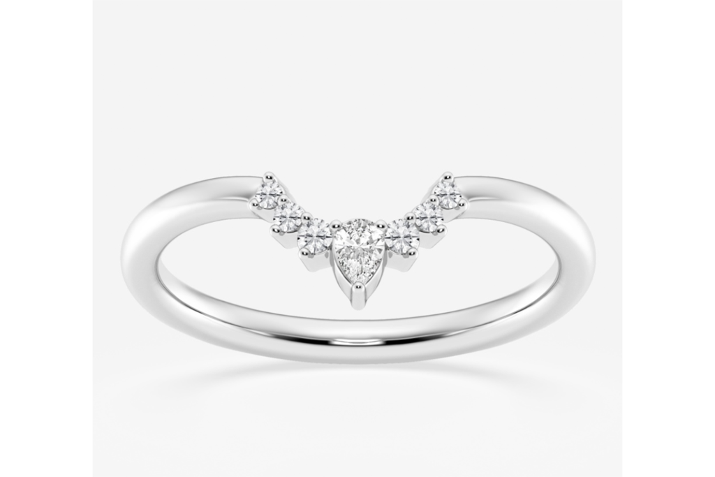 Grown Brilliance 1/10 ctw Pear Lab-Grown Diamond Crescent Shape Stackable Ring