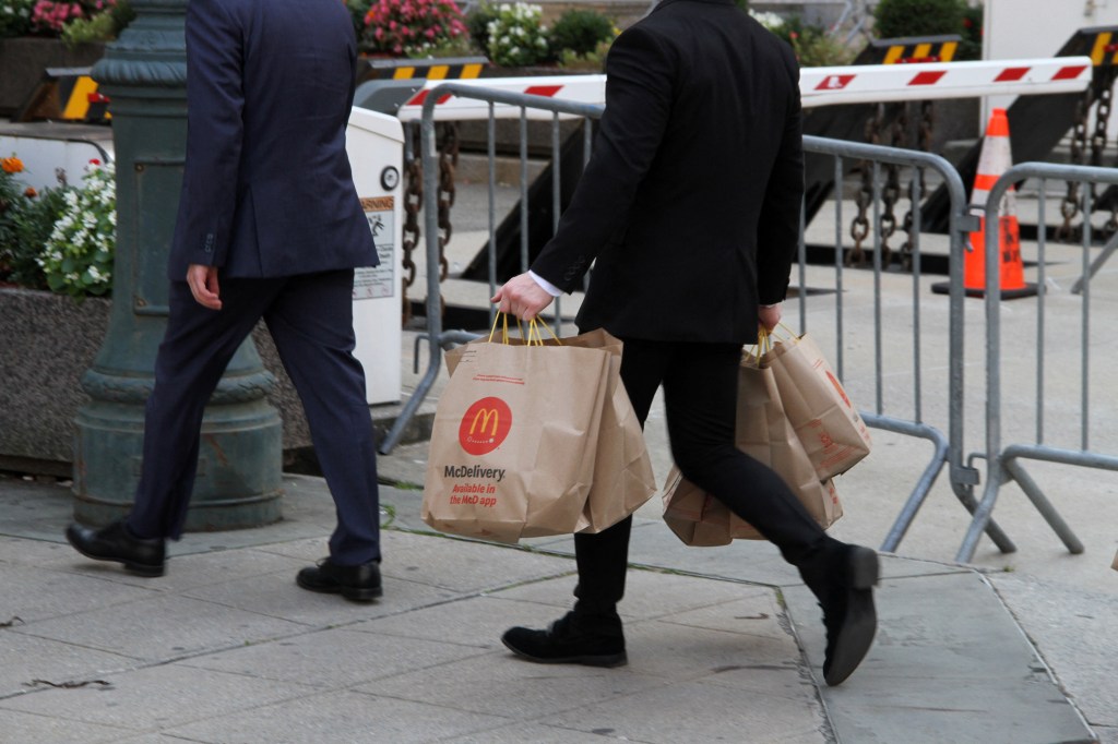 Giants bags of McDonald's were brought into the court Monday during lunch break.