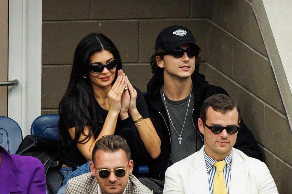 Kylie Jenner and Timothée Chalamet in the stands at the US Open.