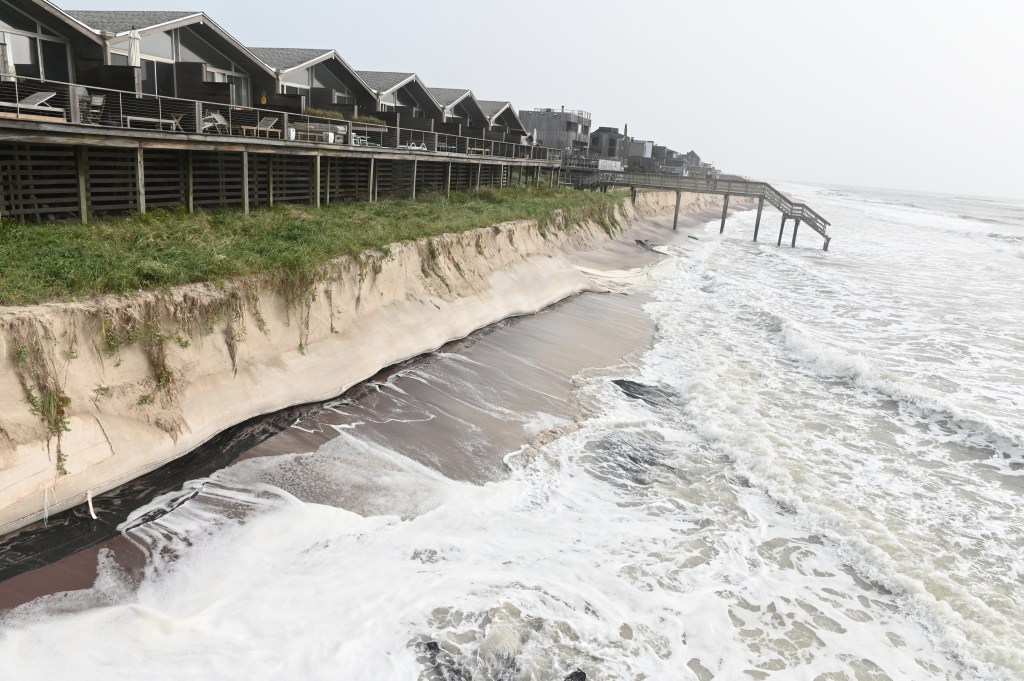 The erosion has quickly eaten the hundred-plus feet of beach that once separated these homes from the powerful Atlantic Ocean. 