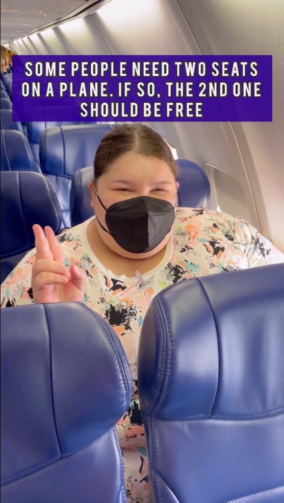 Jaelynn Chaney is seen in an earlier video demanding airlines pay for the second seat an overweight passenger may need.