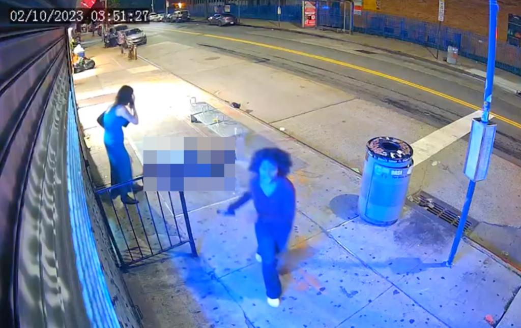 Surveillance video obtained by the Post shows the moment an unidentified suspect fatally stabbed Ryan Carson at the intersection of Malcolm X Boulevard and Lafayette Avenue in Beford-Stuyvesant, Brooklyn, early Sunday, Oct. 1, 2023. Carson, 32, was stabbed multiple times in the chest by a stranger just before 4 a.m.