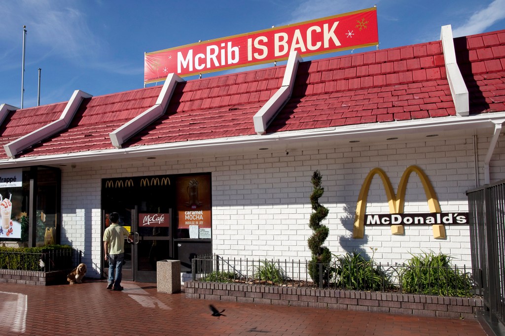 Photo of the outside of a McDonalds. 