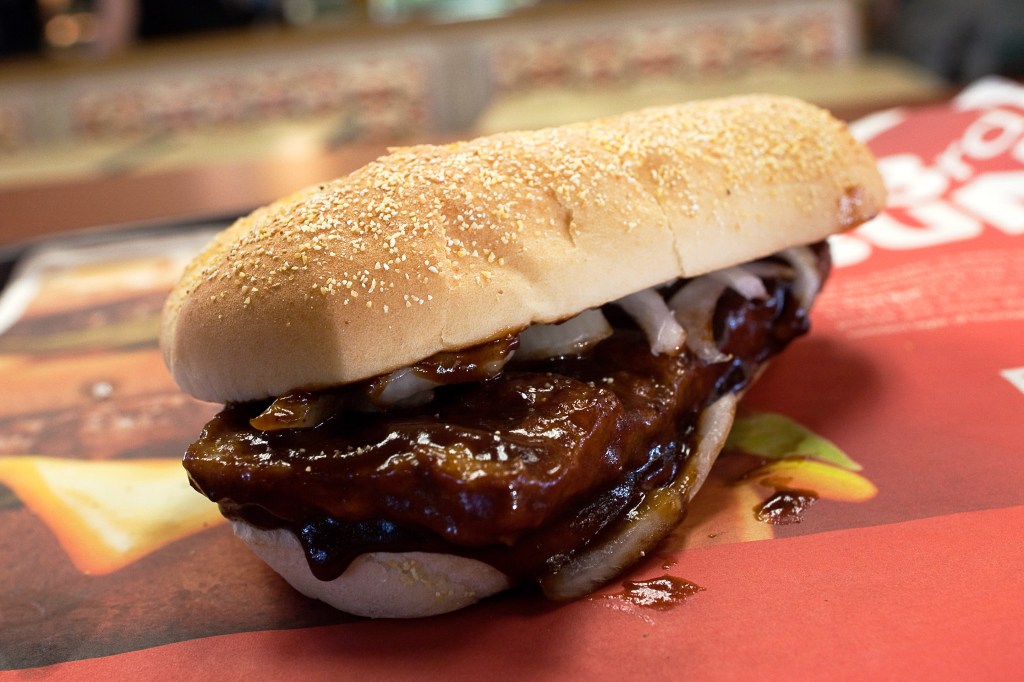 Photo of a McRib. 