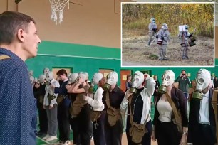 Russia staged sweeping drills to test the country's readiness for a possible nuclear war. As part of the exercise, children were taught to put on gas masks and emergency responders in hazmat suits practiced evacuation procedures.