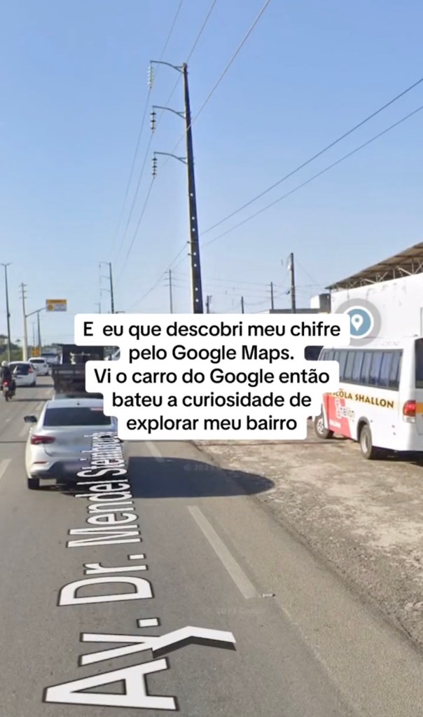 Lima noticed her man's motorcycle (far left) and decided to follow it on Street View. 