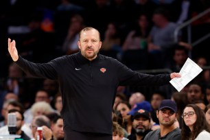 Head coach Tom Thibodeau of the New York Knicks