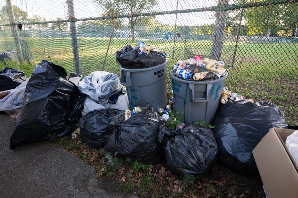 Trash cans on Bruner Avenue