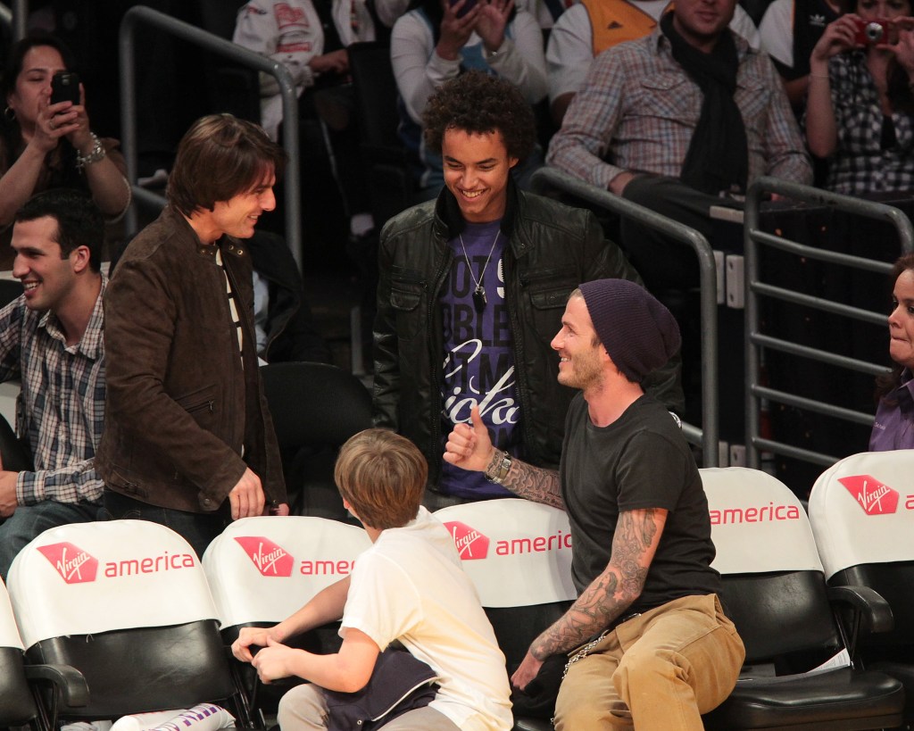 Tom Cruise, Brooklyn Beckham, Connor Cruise and David Beckham.