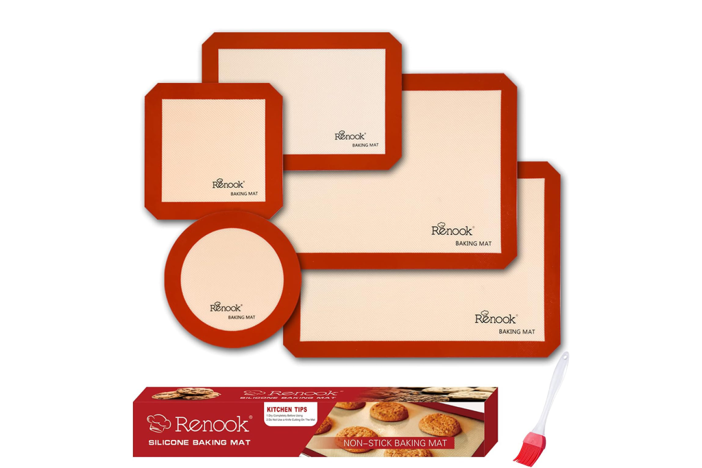 RENOOK Nonstick Silicone Baking Mats (5-Pack)