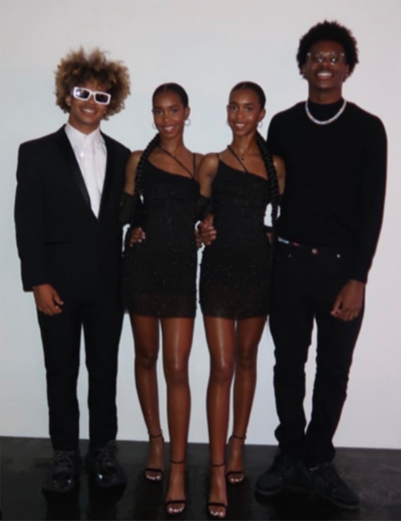Nicolas "Boogie" Johnson, Jessie Combs, D'Lila Combs and Bryce James attend Sierra Canyon High School's homecoming in the fall of 2023. 