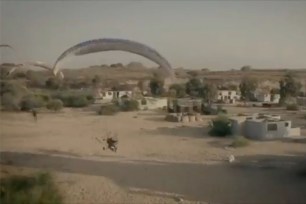 Hamas shared a video of its militants using paragliders to enter Israeli territory on Saturday.