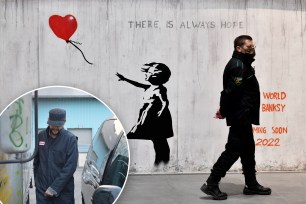 Banksy mural of girl with the red balloon