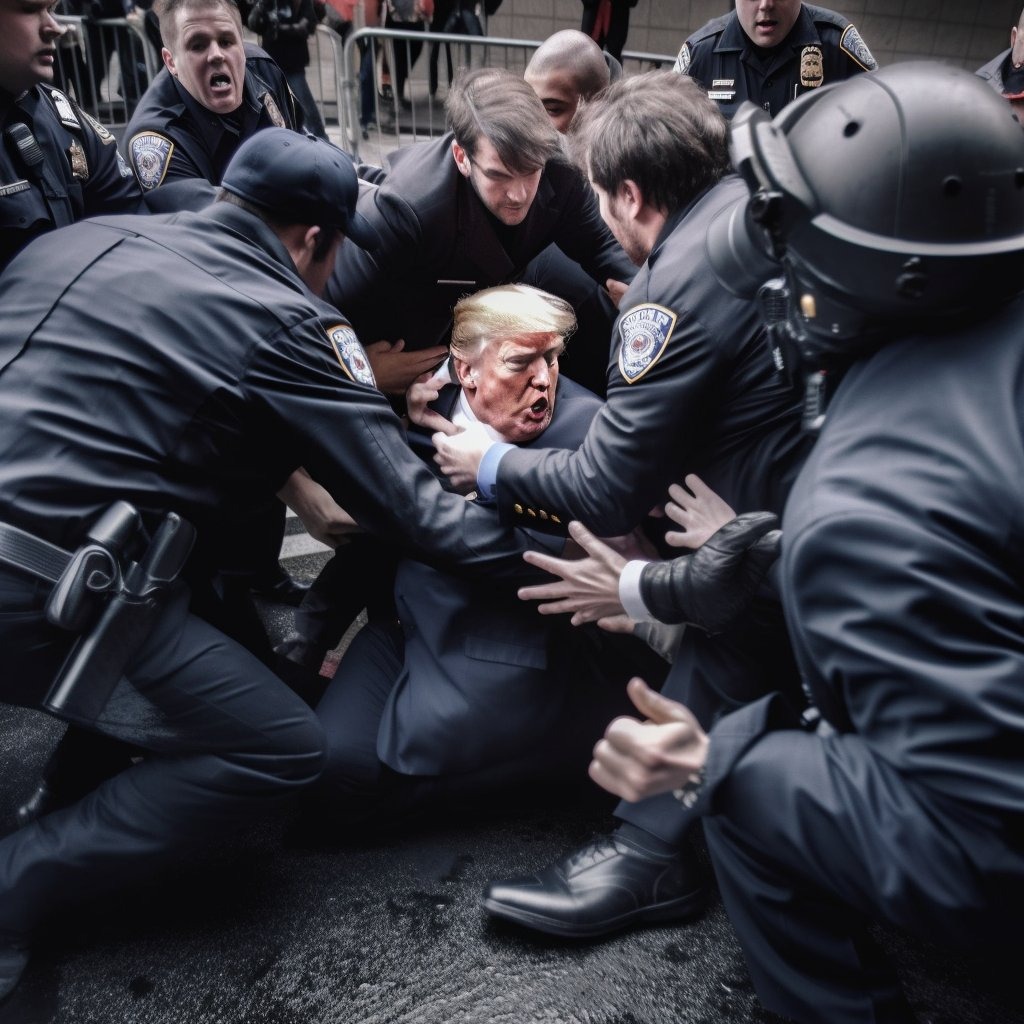 Deepfale image of Donald Trump being arrested in the street