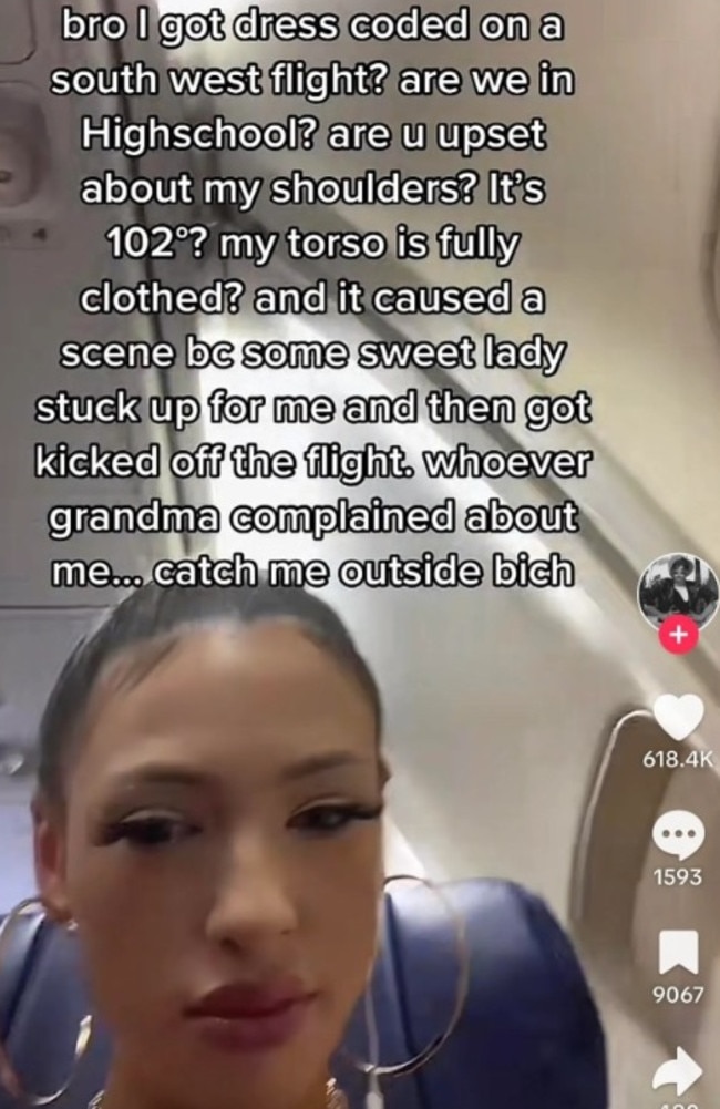 TikToker expressing anger over scolding on flight