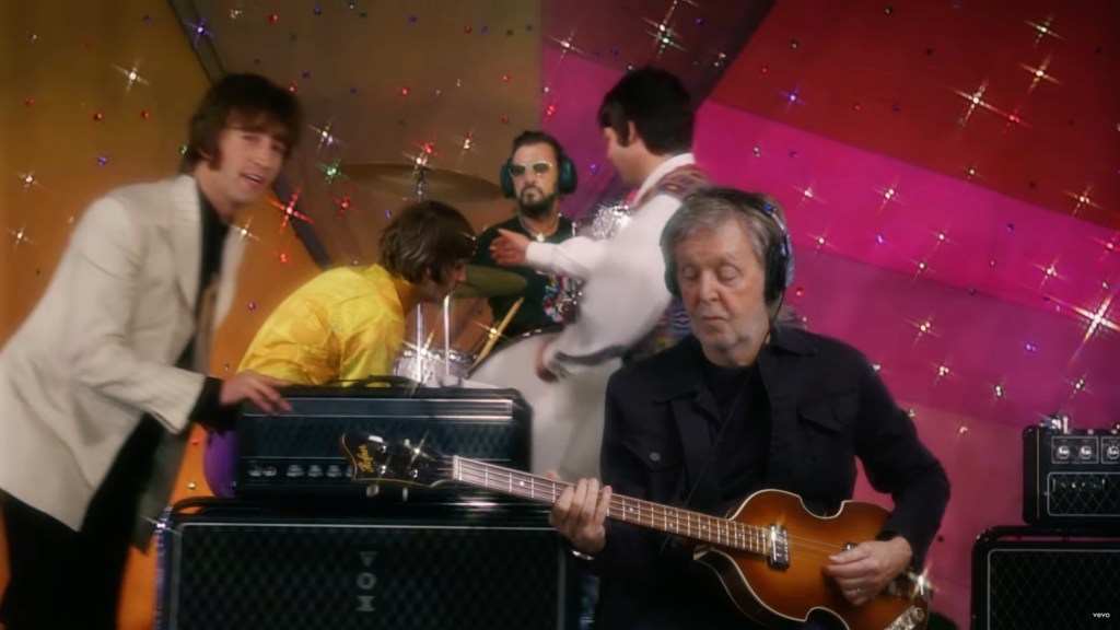 The Beatles in the "Now and Then" video.