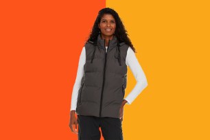 Helios Paffuto Heated Unisex Vest on an orange background.