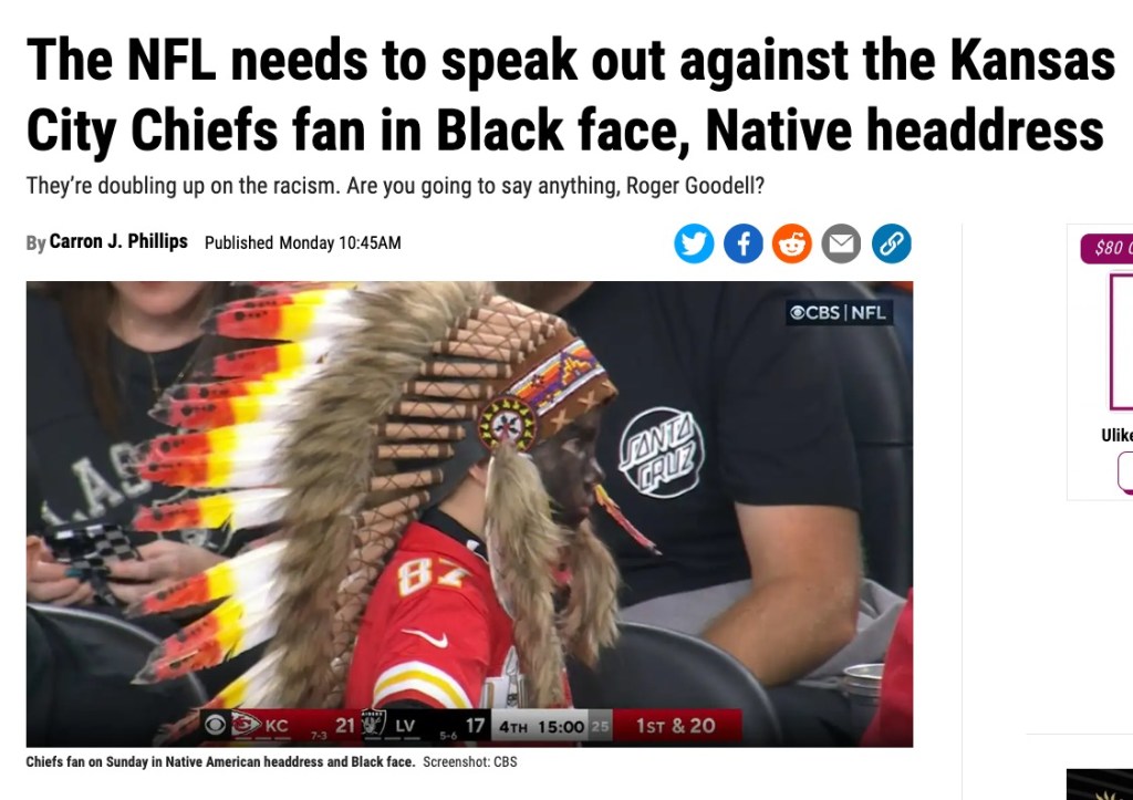 Holden Armenta in a Native Headress is accused by Deadspin of "doubling up on racism."