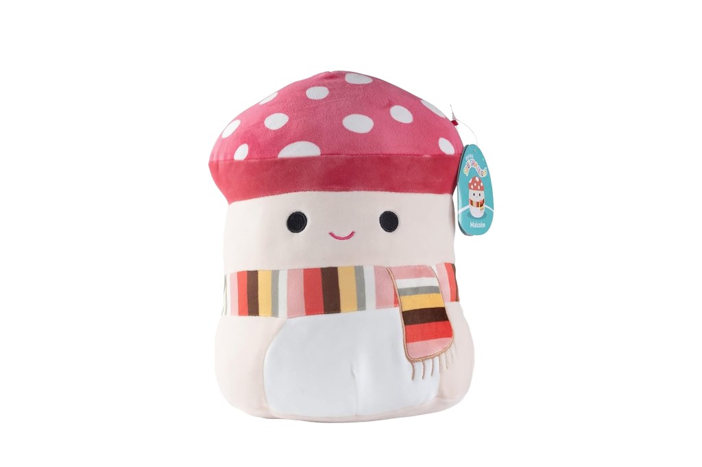 mushroom squishmallow with scarf