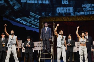 Opera singer Will Liverman performs during the dress rehearsal of "X: The Life and Times of Malcolm X" at the Metropolitan Opera on October 31, 2023.